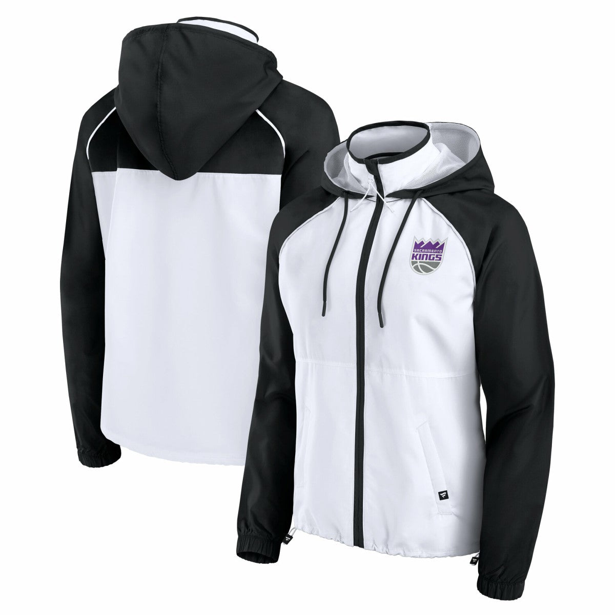 Sacramento Kings Women's Anorak Raglan Full-Zip Hoodie Jacket White/Black | Fanatics for sale