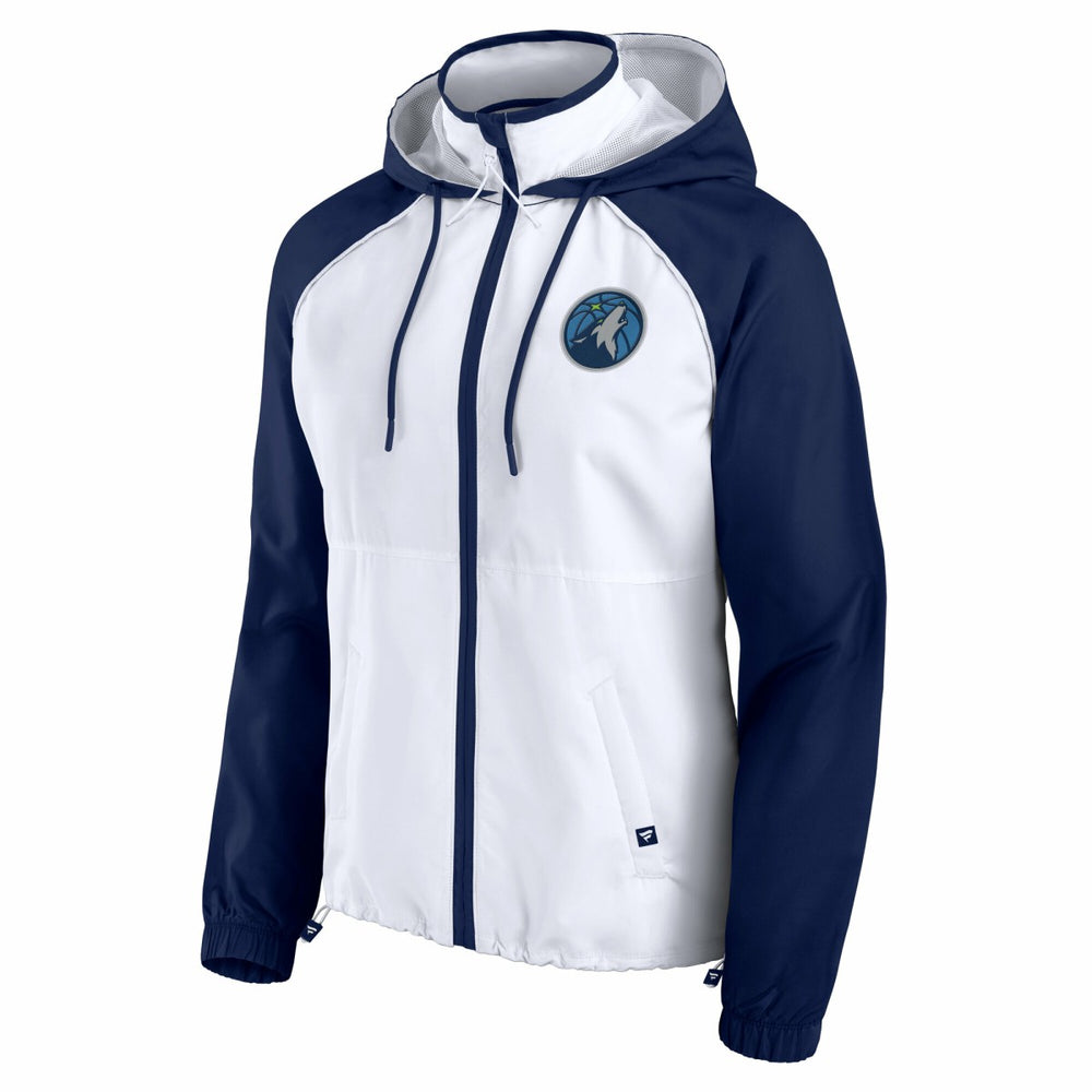 Minnesota Timberwolves Women's Anorak Raglan Full-Zip Hoodie Jacket White/Navy | Fanatics for sale