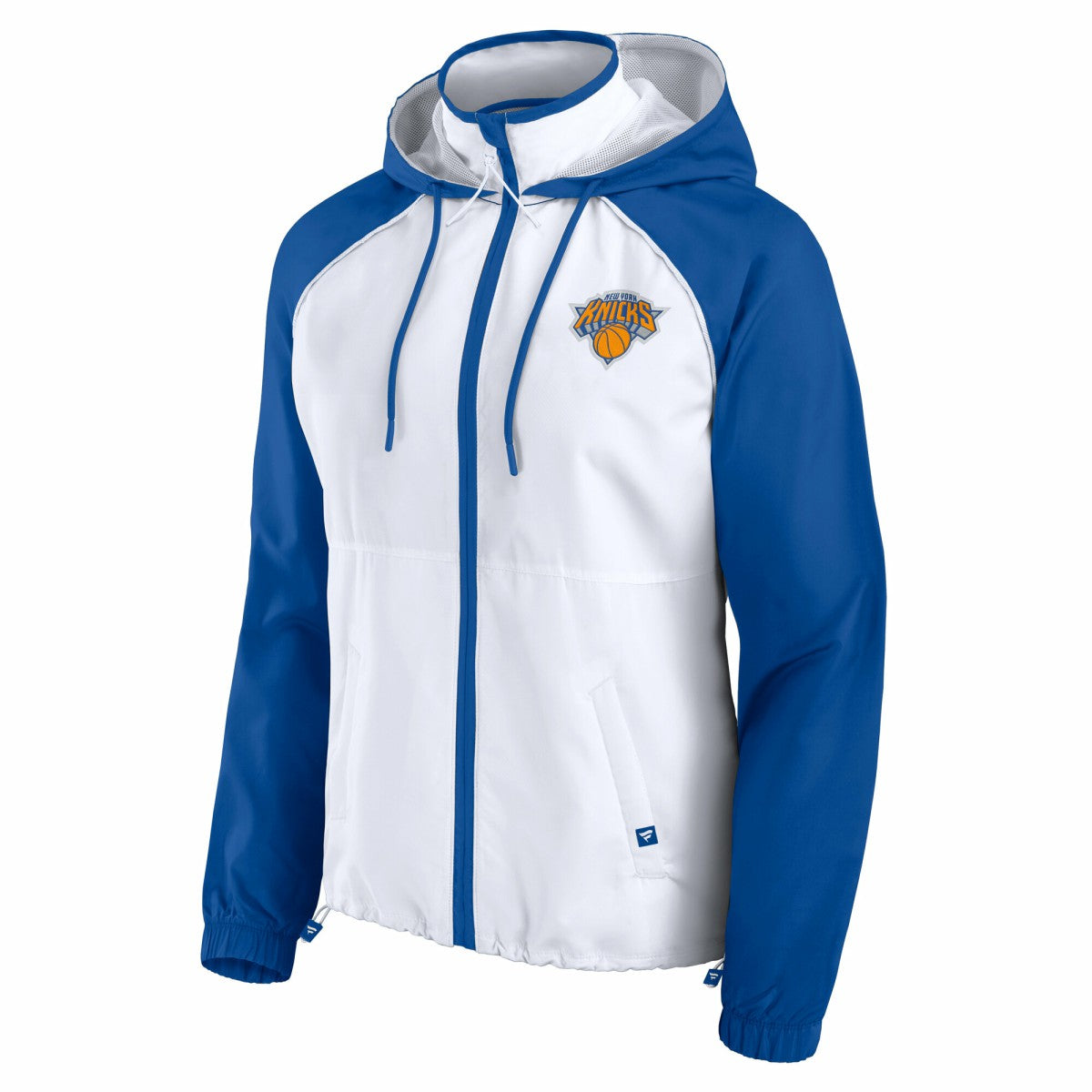 New York Knicks Women's Anorak Raglan Full-Zip Hoodie Jacket White/Blue | Fanatics Lifestyle