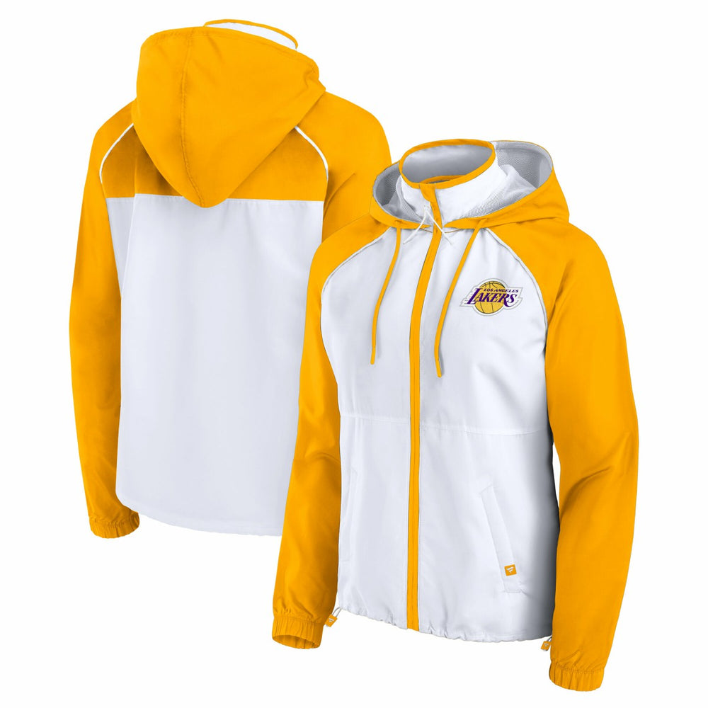 Los Angeles Lakers Women's Anorak Raglan Full-Zip Hoodie Jacket White/Gold | Fanatics