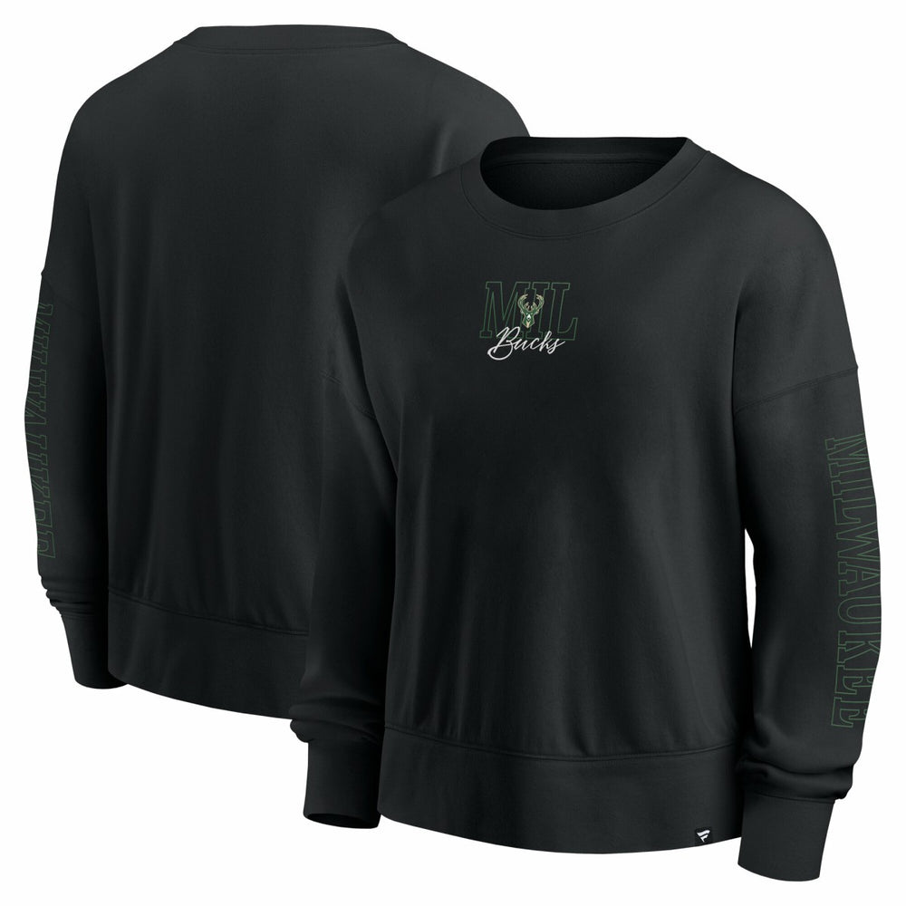 Milwaukee Bucks Women's Oversized Game Day Pullover Sweatshirt Black | Fanatics outlet