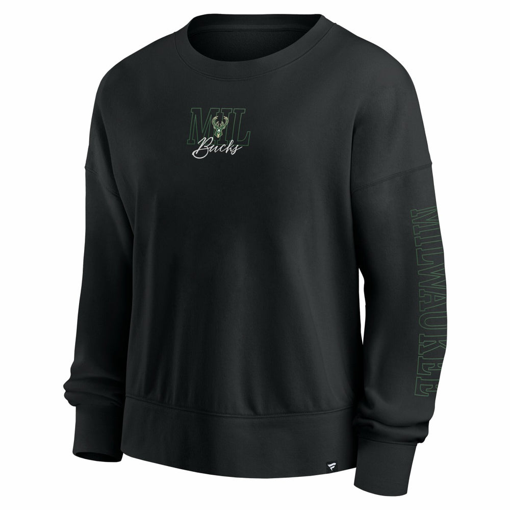 Milwaukee Bucks Women's Oversized Game Day Pullover Sweatshirt Black | Fanatics outlet