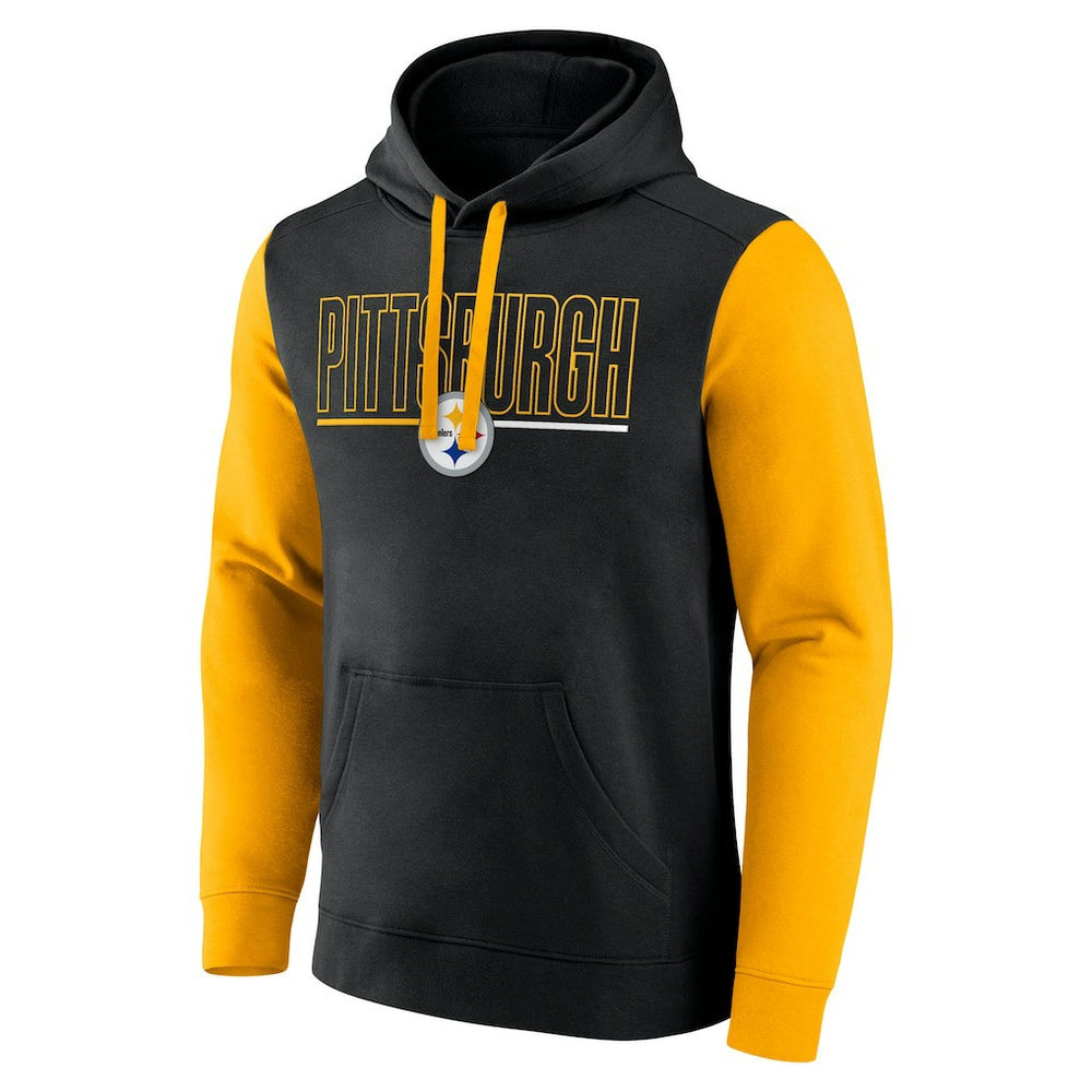 Fanatics Pittsburgh Steelers Outline Pullover Hoodie Black/Gold