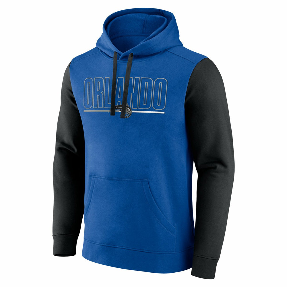 Orlando Magic Logo Athletic Outline Colorblock Pullover Hoodie Blue