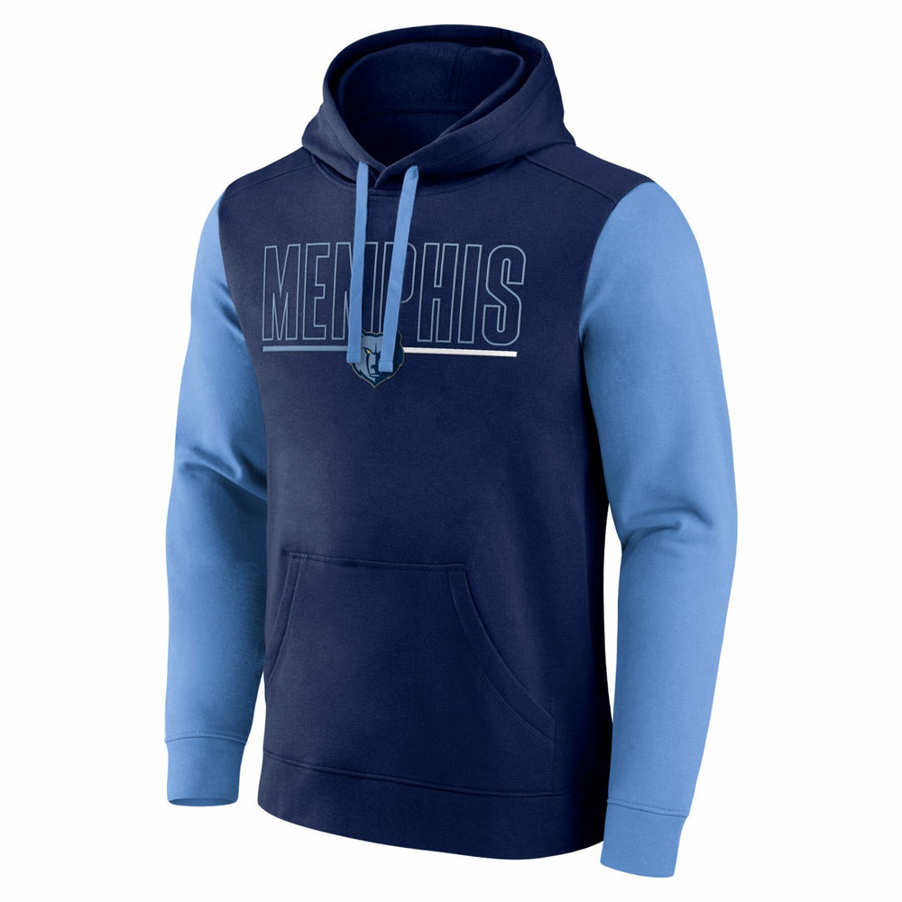 Memphis Grizzlies Logo Athletic Outline Colorblock Pullover Hoodie Navy