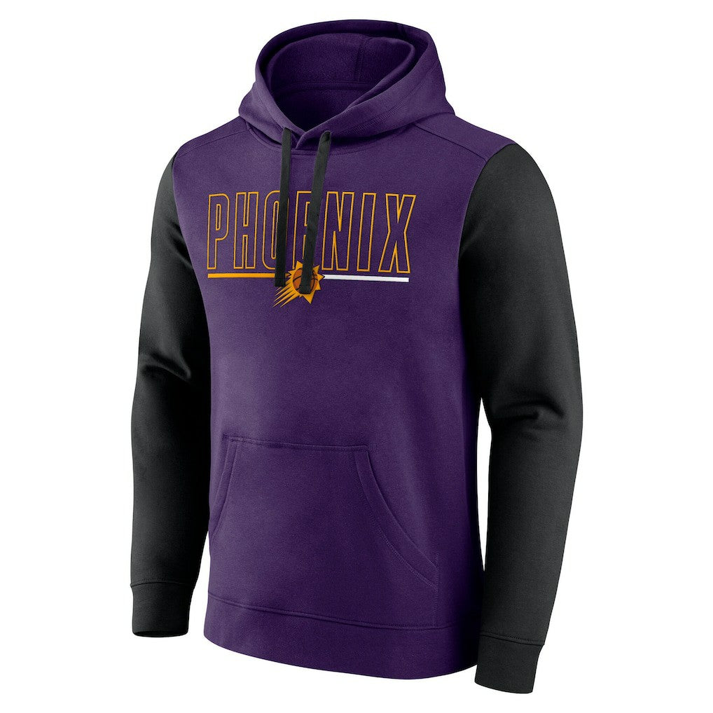 Phoenix Suns Logo Athletic Outline Colorblock Pullover Hoodie Purple