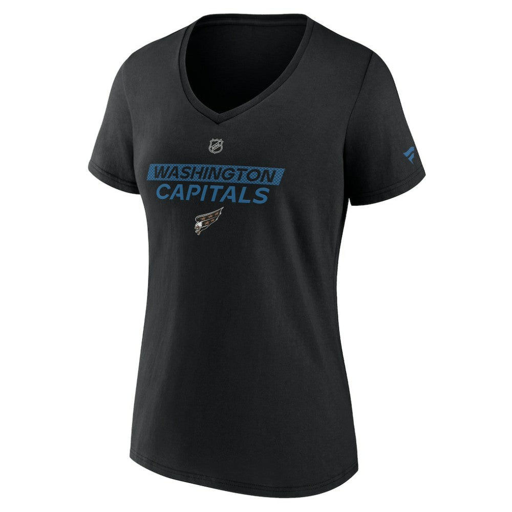 Washington Capitals Fanatics Women's Authentic Pro Alt Logo V-Neck T-Shirt - Black - NHL 201203791