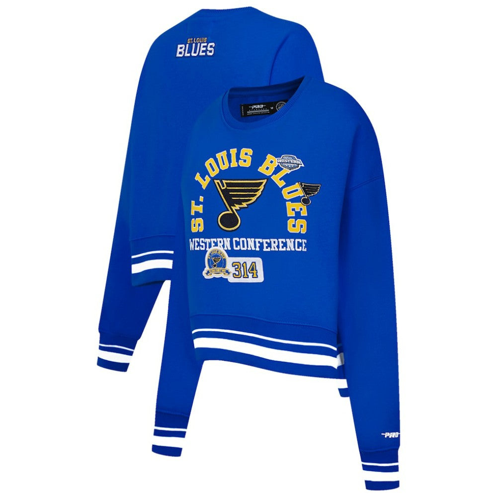 St. Louis Blues Pro Standard Women's Area Code Cropped Pullover Sweatshirt - Blue - NHL 201205070