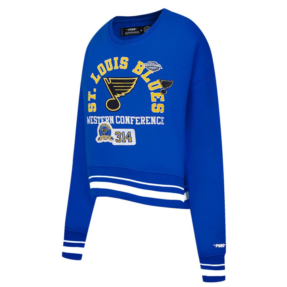 St. Louis Blues Pro Standard Women's Area Code Cropped Pullover Sweatshirt - Blue - NHL 201205070