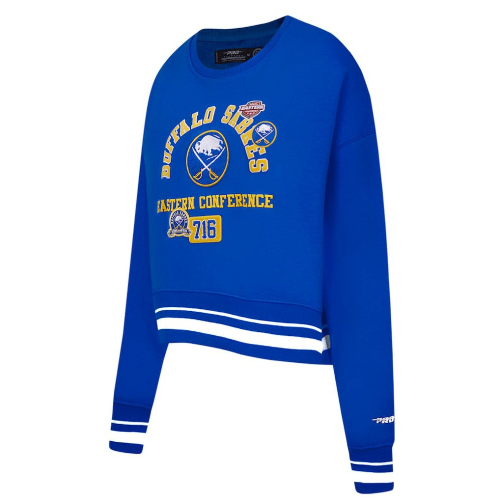 Buffalo Sabres Pro Standard Women's Area Code Cropped Pullover Sweatshirt - Royal - NHL 201205079