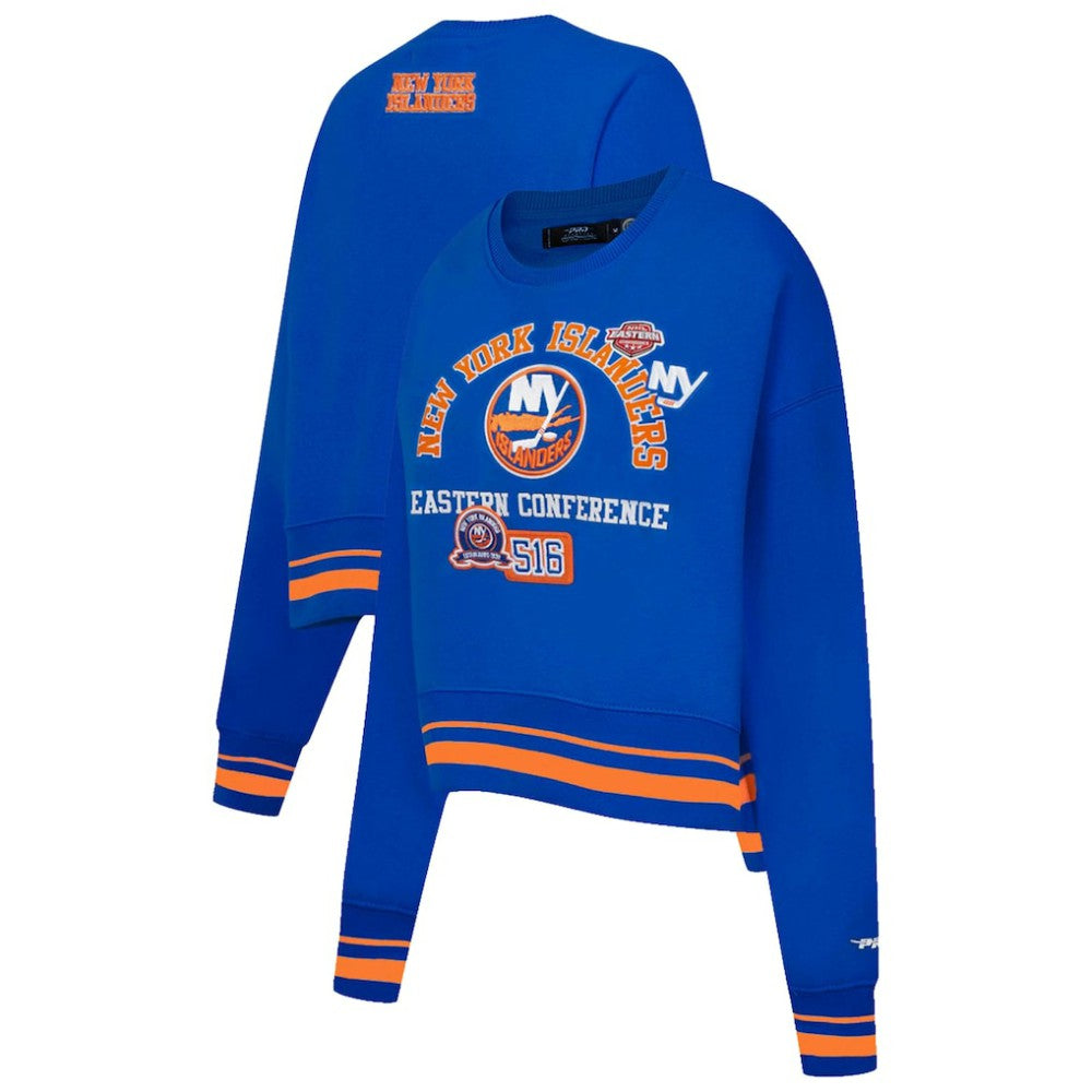 New York Islanders Pro Standard Women's Area Code Cropped Pullover Sweatshirt - Royal - NHL 201205081