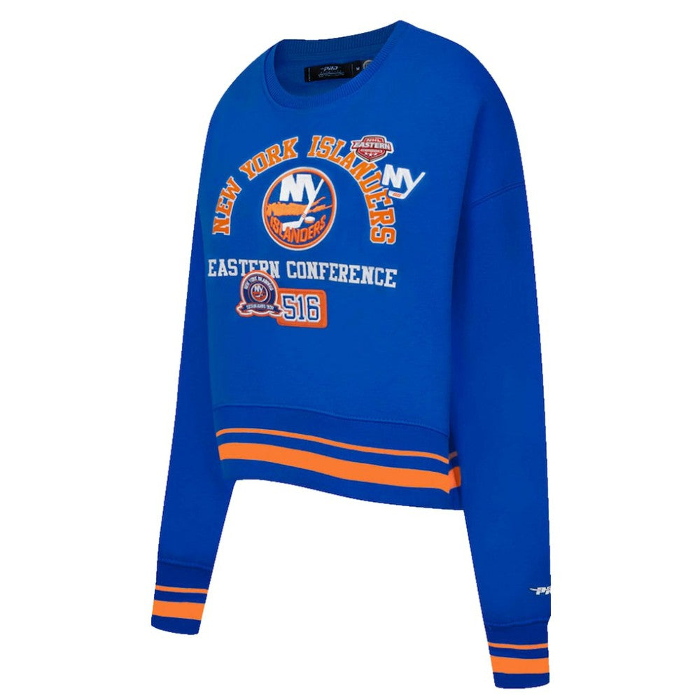 New York Islanders Pro Standard Women's Area Code Cropped Pullover Sweatshirt - Royal - NHL 201205081