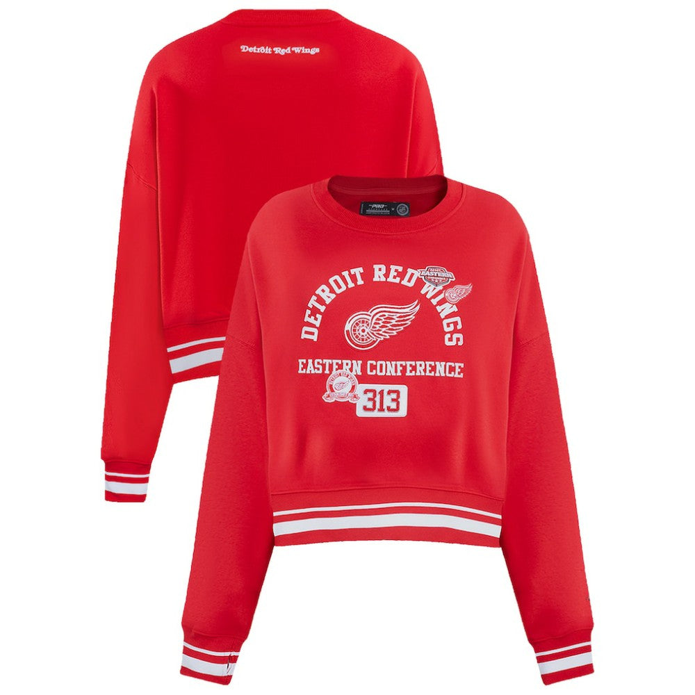 Detroit Red Wings Pro Standard Women's Area Code Cropped Pullover Sweatshirt - Red - NHL 201205084