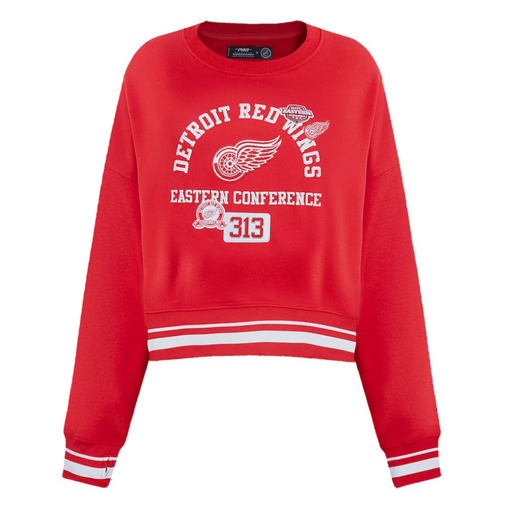 Detroit Red Wings Pro Standard Women's Area Code Cropped Pullover Sweatshirt - Red - NHL 201205084