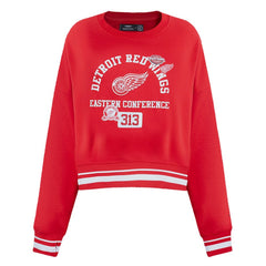 Detroit Red Wings Pro Standard Women's Area Code Cropped Pullover Sweatshirt - Red - NHL 201205084