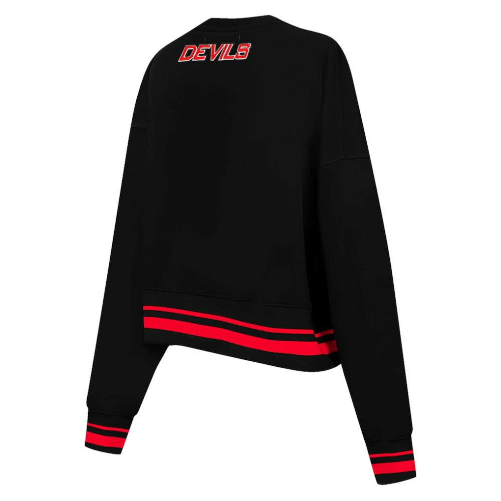 New Jersey Devils Pro Standard Women's Area Code Cropped Pullover Sweatshirt - Black - NHL 201205085