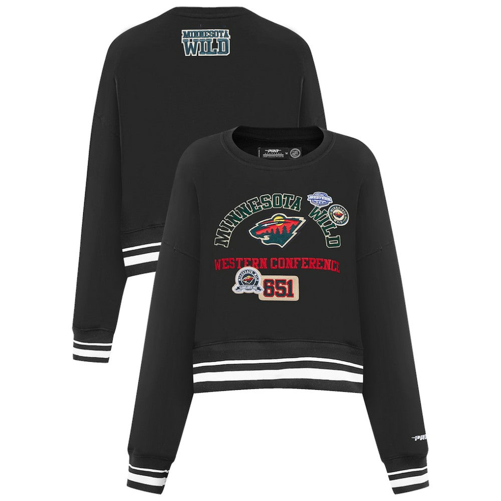 Minnesota Wild Pro Standard Women's Area Code Cropped Pullover Sweatshirt - Black - NHL 201205088