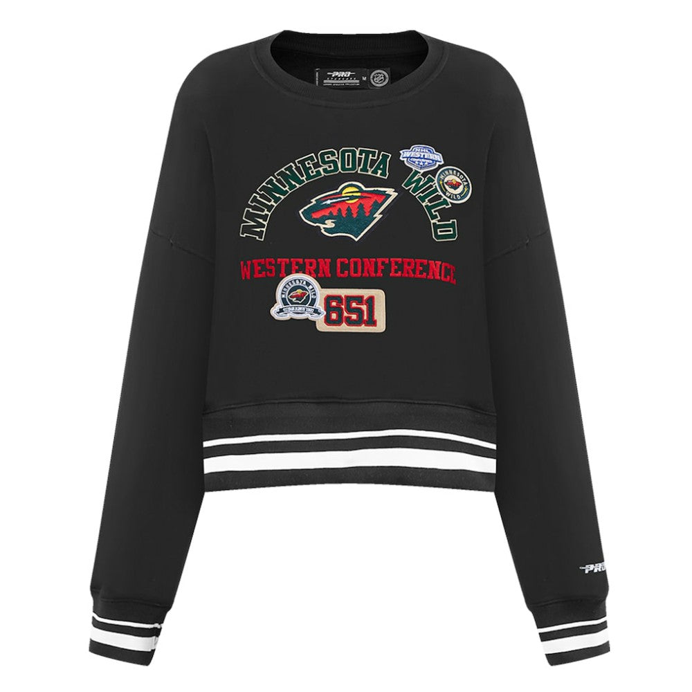 Minnesota Wild Pro Standard Women's Area Code Cropped Pullover Sweatshirt - Black - NHL 201205088