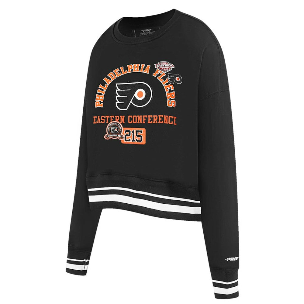 Philadelphia Flyers Pro Standard Women's Area Code Cropped Pullover Sweatshirt - Black - NHL 201205089