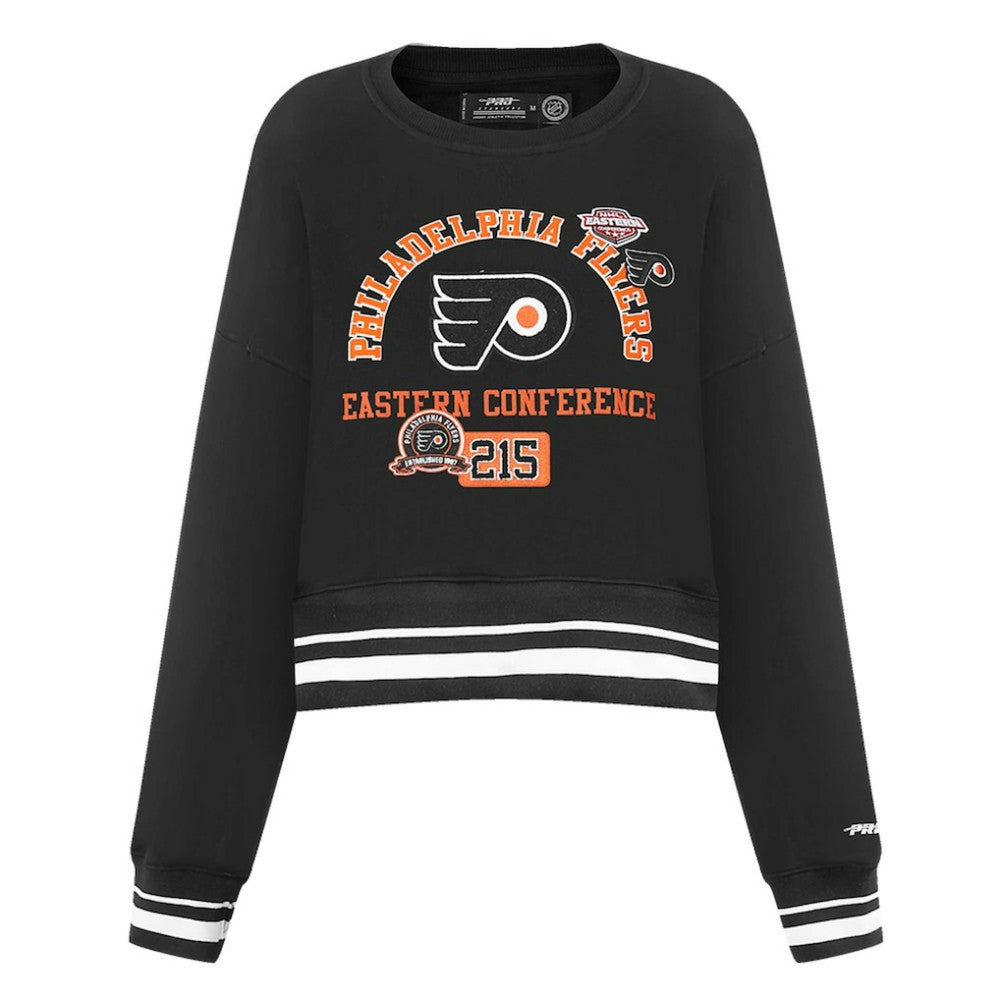 Philadelphia Flyers Pro Standard Women's Area Code Cropped Pullover Sweatshirt - Black - NHL 201205089