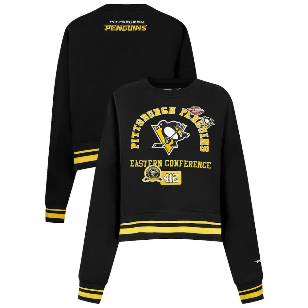 Pittsburgh Penguins Pro Standard Women's Area Code Cropped Pullover Sweatshirt - Black - NHL 201205090