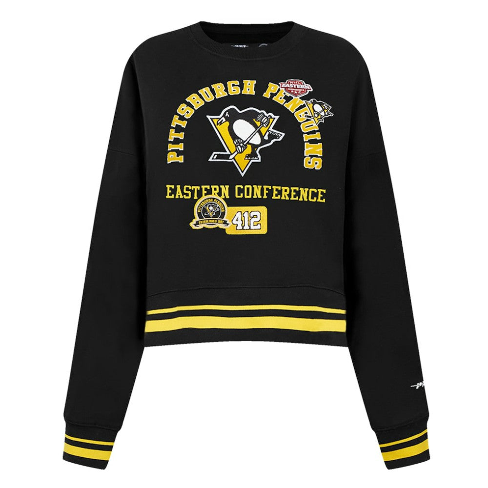 Pittsburgh Penguins Pro Standard Women's Area Code Cropped Pullover Sweatshirt - Black - NHL 201205090