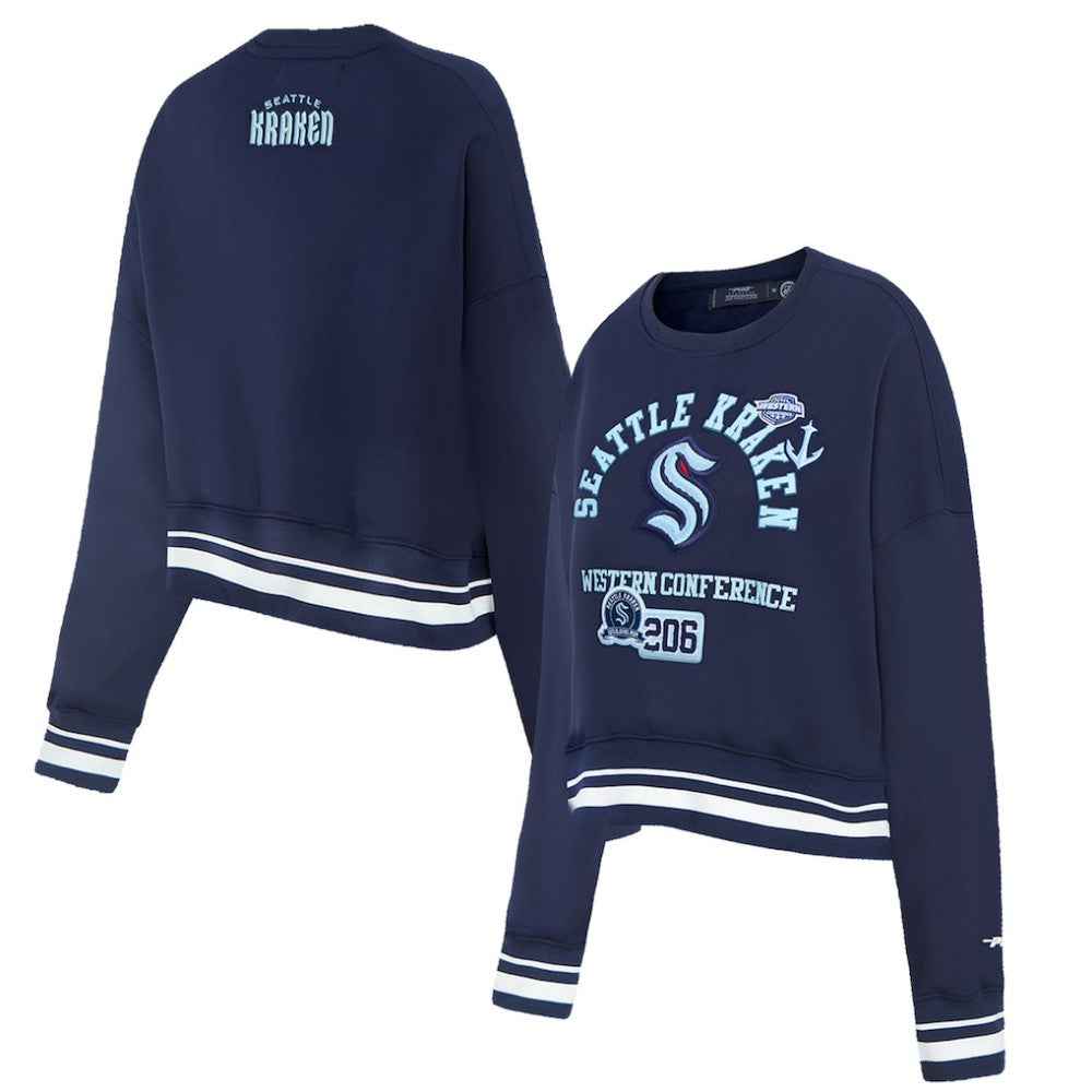 Seattle Kraken Pro Standard Women's Area Code Cropped Pullover Sweatshirt - Deep Sea Blue - NHL 201205091