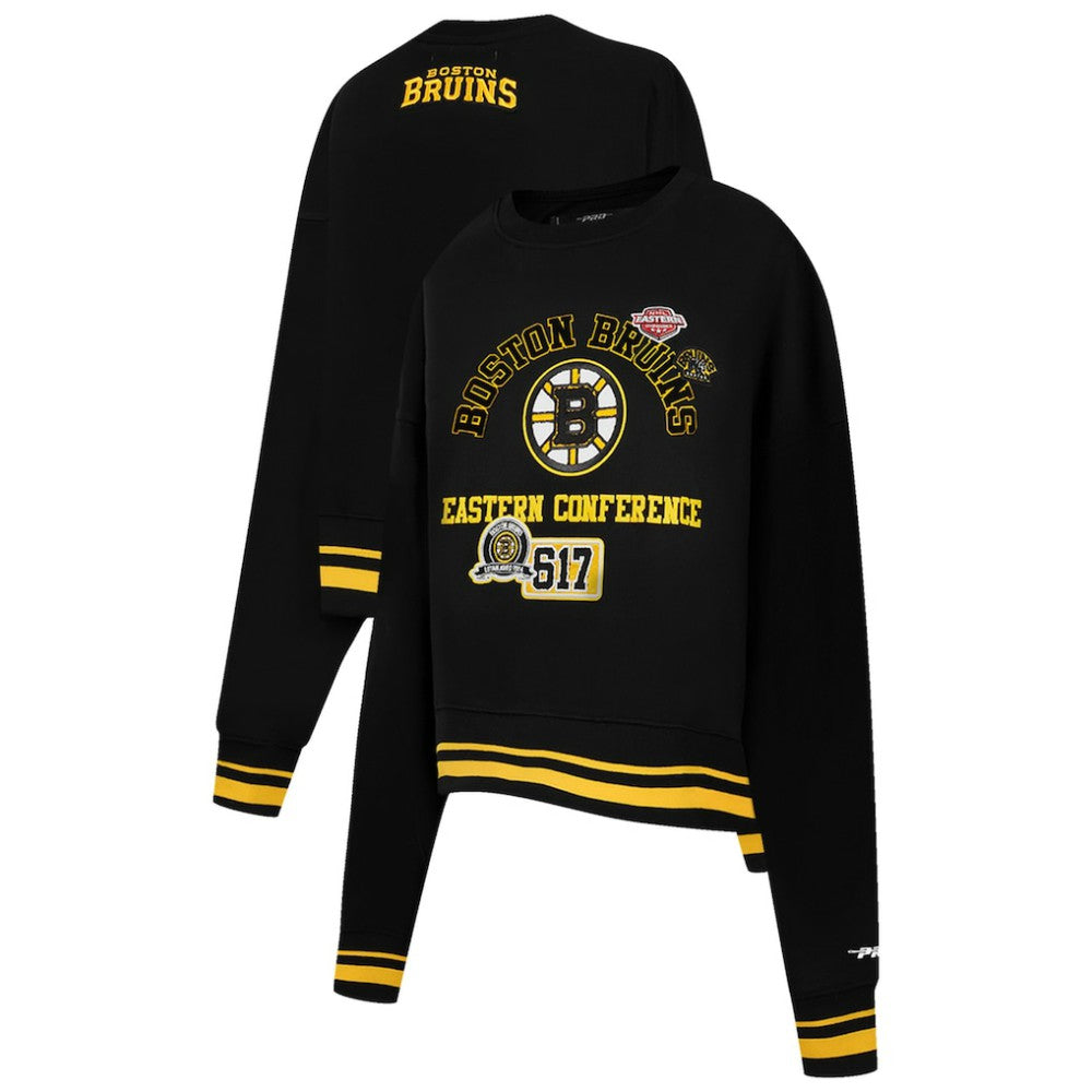 Boston Bruins Pro Standard Women's Area Code Cropped Pullover Sweatshirt - Black - NHL 201205092