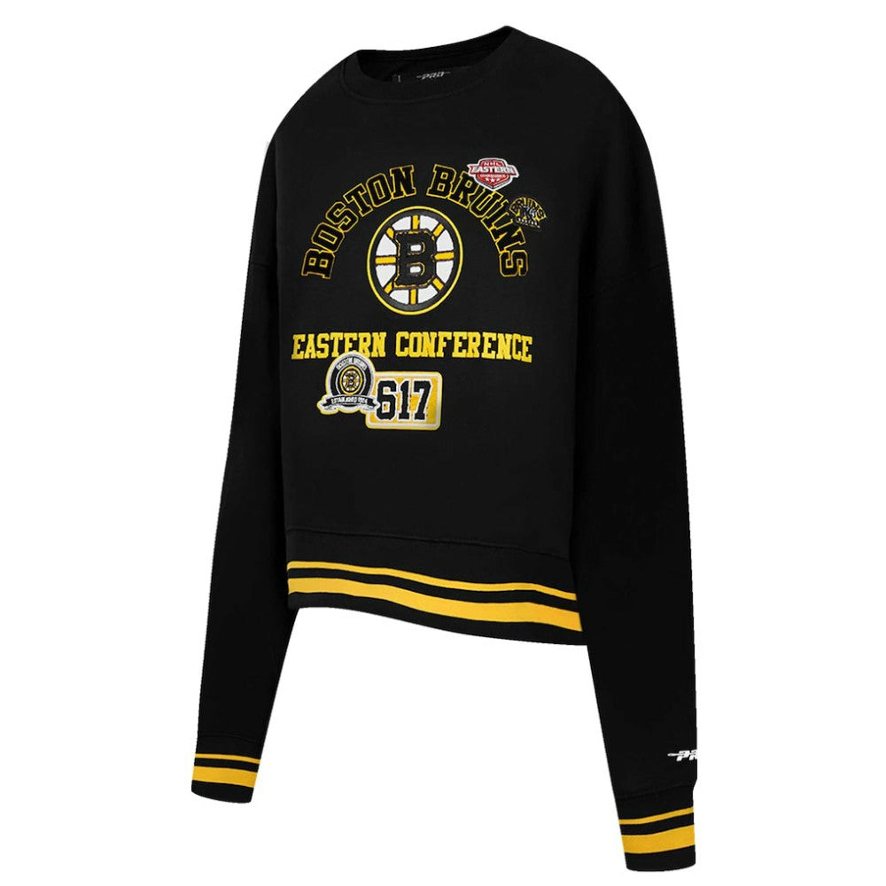 Boston Bruins Pro Standard Women's Area Code Cropped Pullover Sweatshirt - Black - NHL 201205092