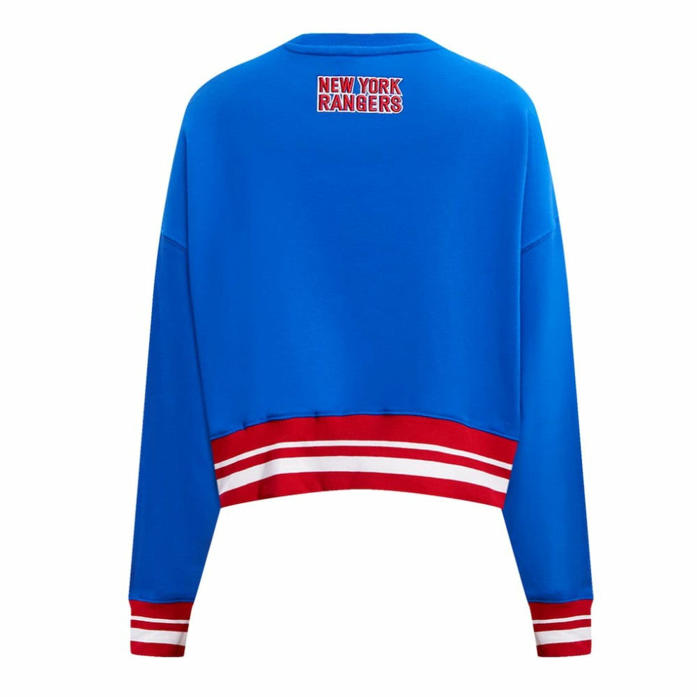 New York Rangers Pro Standard Women's Area Code Cropped Pullover Sweatshirt - Blue - NHL 201205094