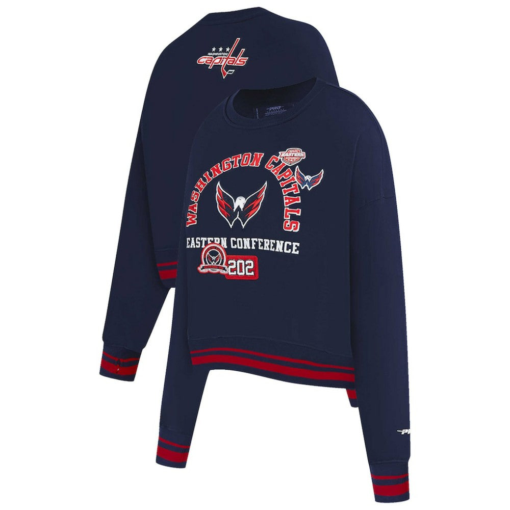 Washington Capitals Pro Standard Women's Area Code Cropped Pullover Sweatshirt - Navy - NHL 201205095
