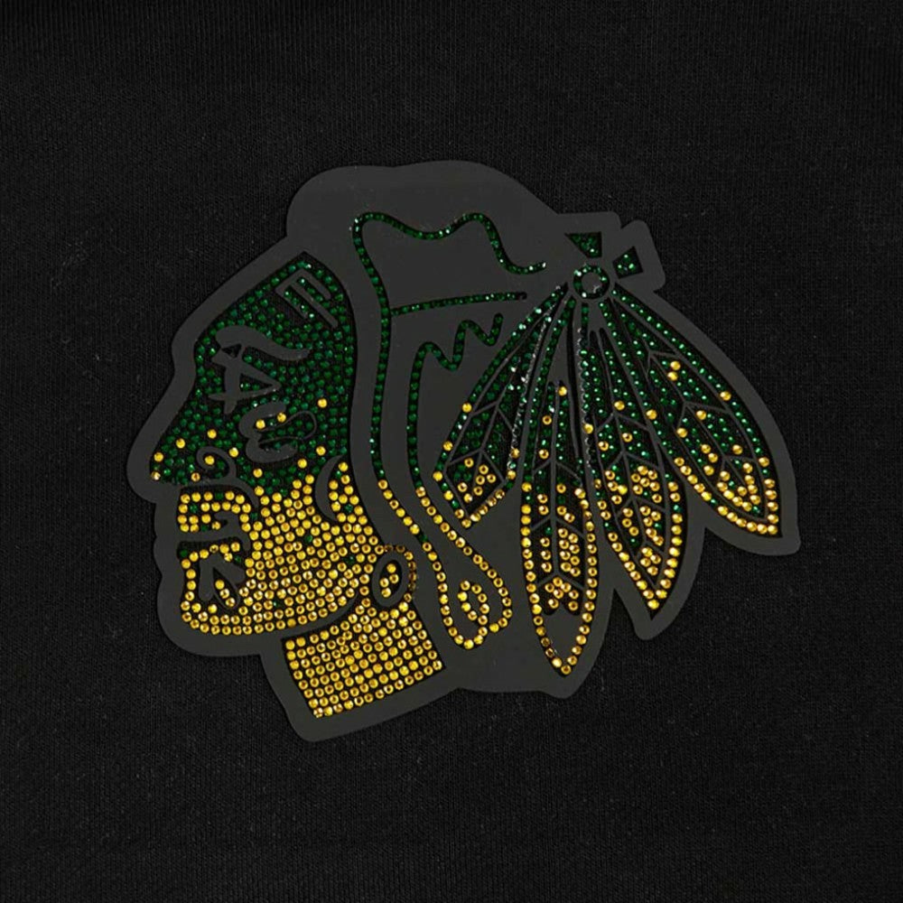 Chicago Blackhawks Pro Standard Women's Jewels Cropped Pullover Hoodie - Black - NHL 201205110