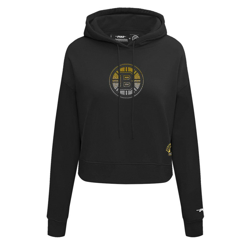 Boston Bruins Pro Standard Women's Jewels Cropped Pullover Hoodie - Black - NHL 201205113