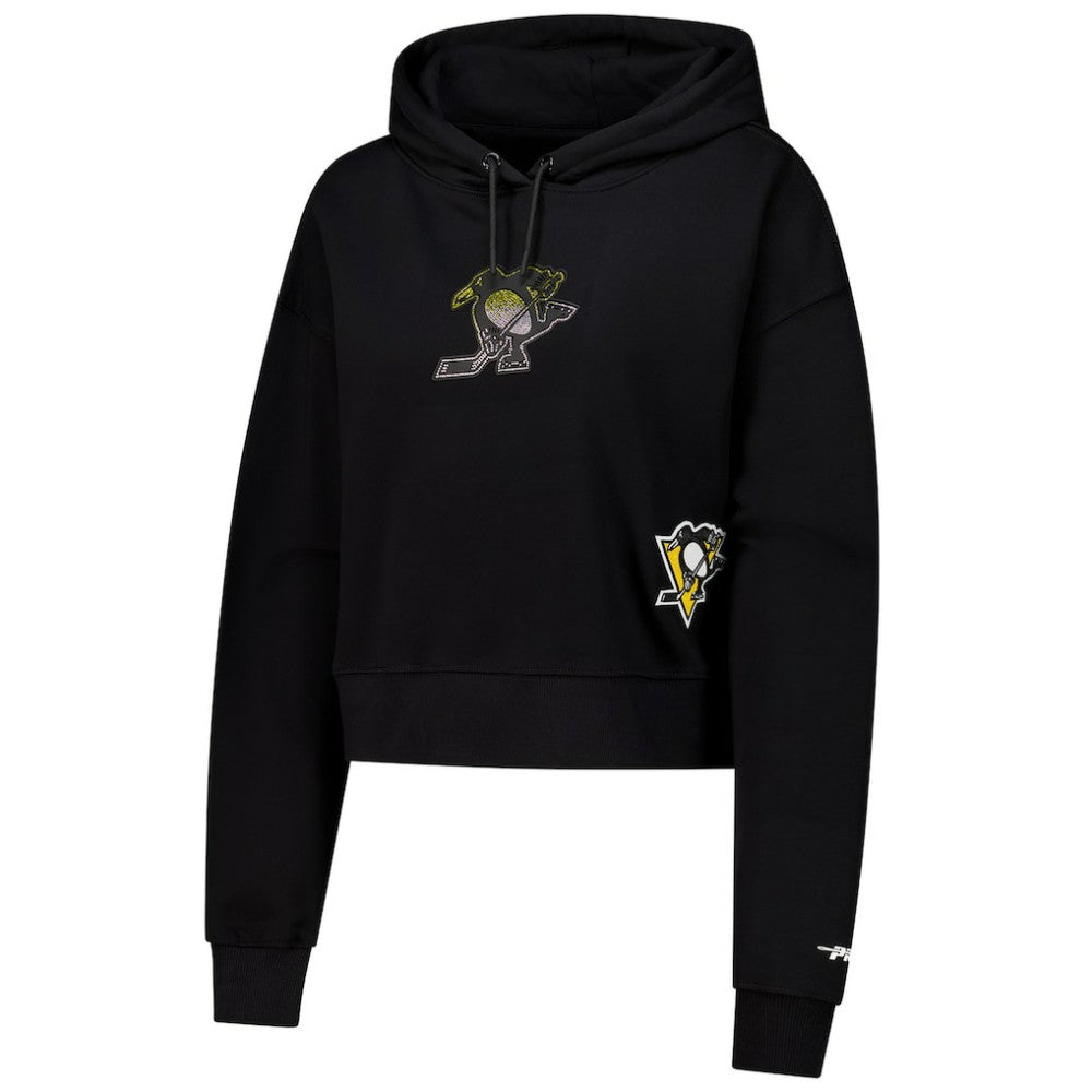 Pittsburgh Penguins Pro Standard Women's Jewels Cropped Pullover Hoodie - Black - NHL 201205116