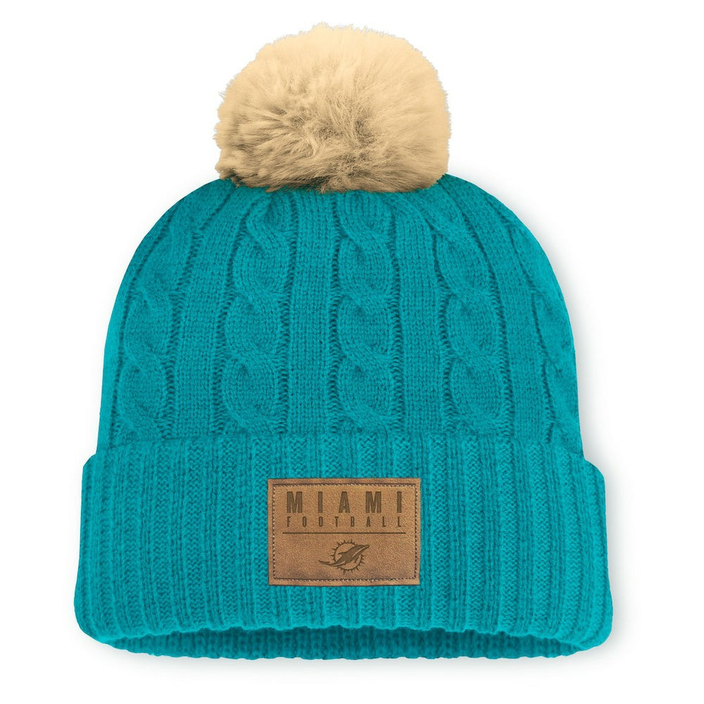 Fanatics Miami Dolphins Women's Cable Knit Cuffed Hat with Pom Aqua