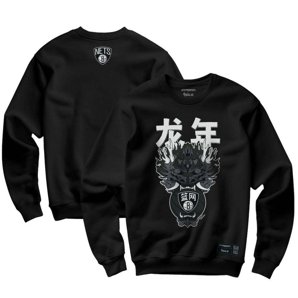 Brooklyn Nets Hyperfly Unisex Year of the Dragon Lunar New Year Collection Pullover Sweatshirt Heather Black
