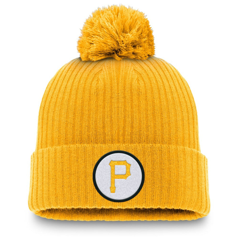 Pittsburgh Pirates Nike Cooperstown Collection Patch Cuffed Knit Hat with Pom - Gold - Nike on Sale