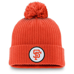 San Francisco Giants Nike Cooperstown Collection Patch Cuffed Knit Hat with Pom - Orange - Nike Discount