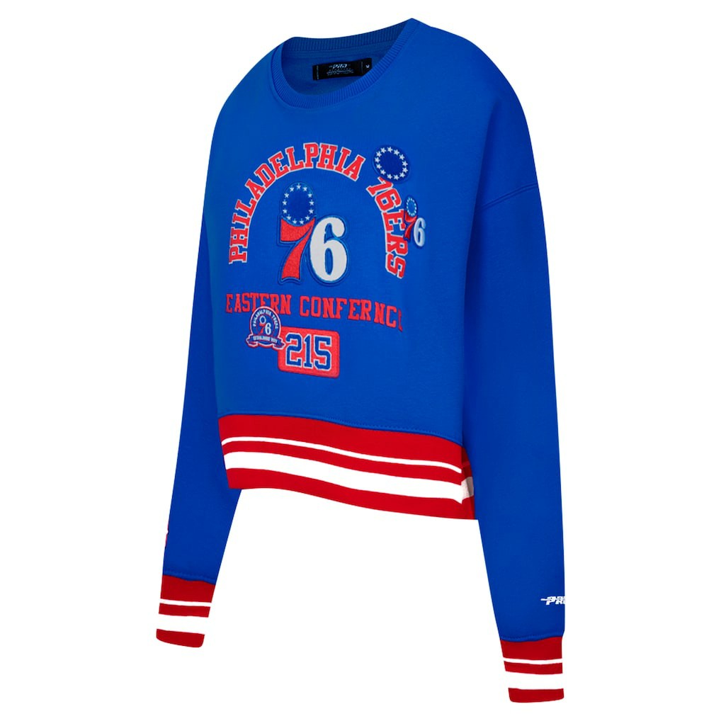 Philadelphia 76ers Pro Standard Women's Area Code Cropped Pullover Sweatshirt Royal