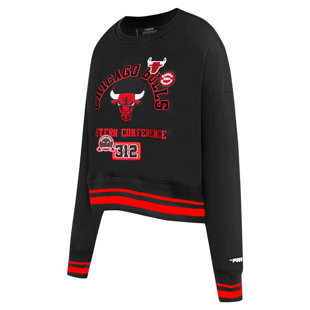 Chicago Bulls Pro Standard Women's Area Code Cropped Pullover Sweatshirt Black