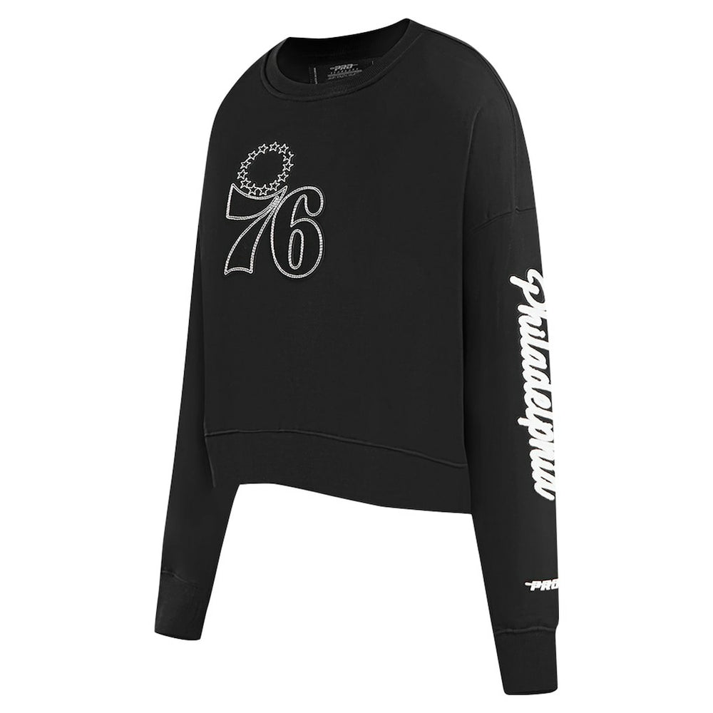 Philadelphia 76ers Pro Standard Women's Paint The City Cropped Pullover Sweatshirt Black