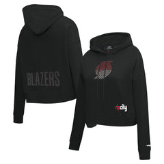 Portland Trail Blazers Pro Standard Women's Jewels Cropped Pullover Hoodie Black