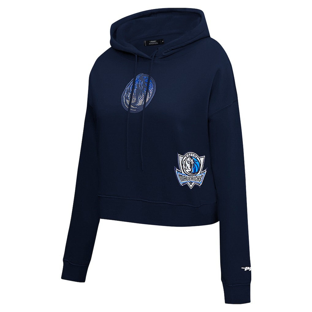 Dallas Mavericks Pro Standard Women's Jewels Cropped Pullover Hoodie Navy