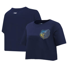 Memphis Grizzlies Pro Standard Women's Jewels Boxy Cropped T-Shirt Navy