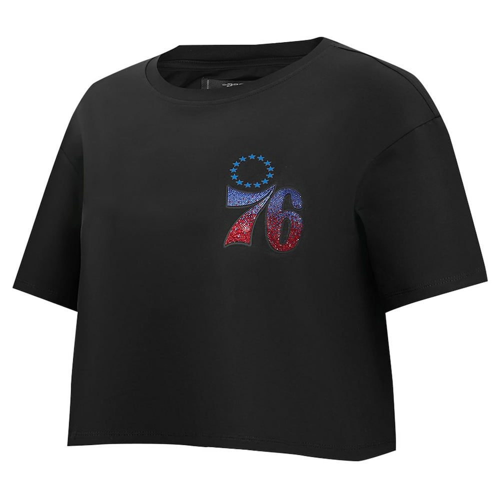 Philadelphia 76ers Pro Standard Women's Jewels Boxy Cropped T-Shirt Black