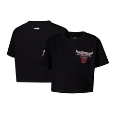 Chicago Bulls Pro Standard Women's Jewels Boxy Cropped T-Shirt Black