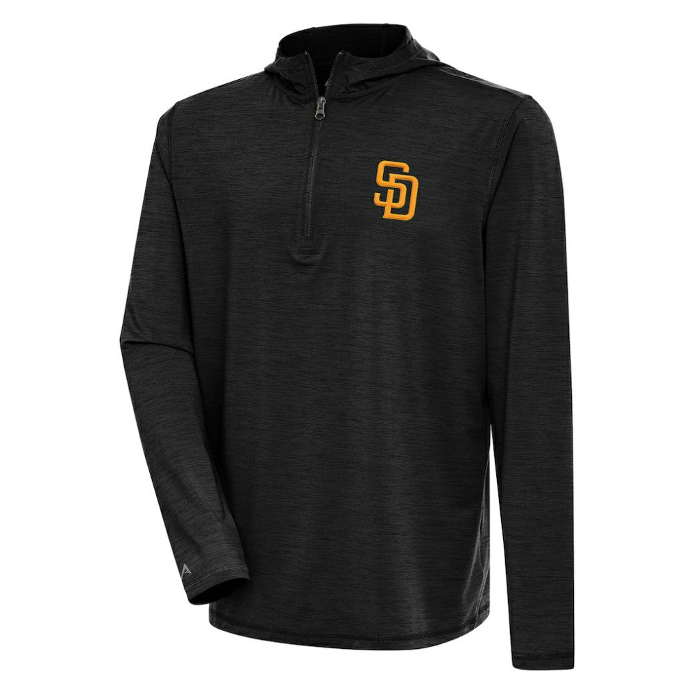 San Diego Padres Antigua Tidy Quarter-Zip Hoodie - Heather Black - MLB Sale
