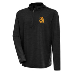 San Diego Padres Antigua Tidy Quarter-Zip Hoodie - Heather Black - MLB Sale