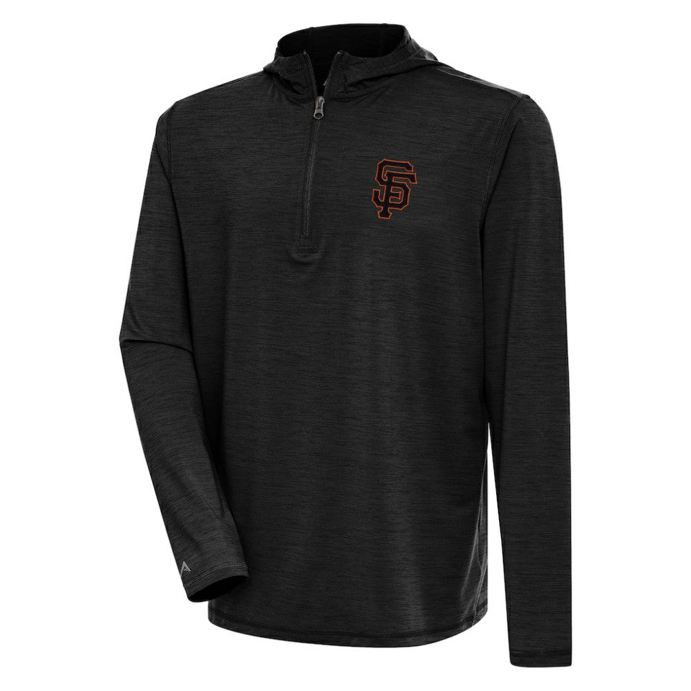 San Francisco Giants Antigua Tidy Quarter-Zip Hoodie - Heather Black - MLB Lifestyle