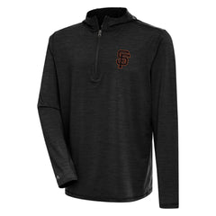 San Francisco Giants Antigua Tidy Quarter-Zip Hoodie - Heather Black - MLB Lifestyle